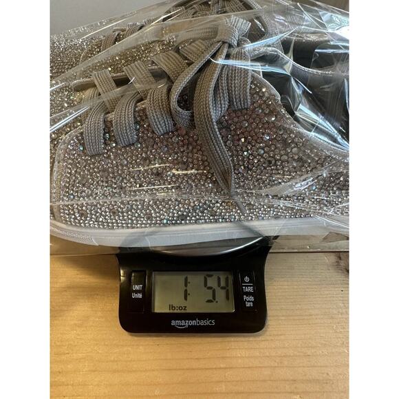 DeBlossom Collection Size 7.5 Silver Rhinestone Shoes Sparkle Swifty Flat Tie - Picture 9 of 9